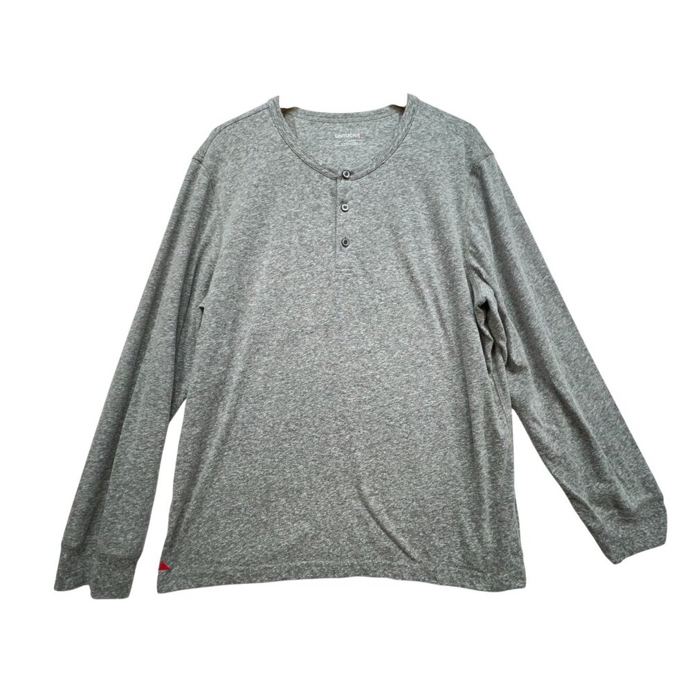 Untuckit Mens Long-Sleeve Henley Shirt Size XL Gray Casual Ultrasoft Crew Neck